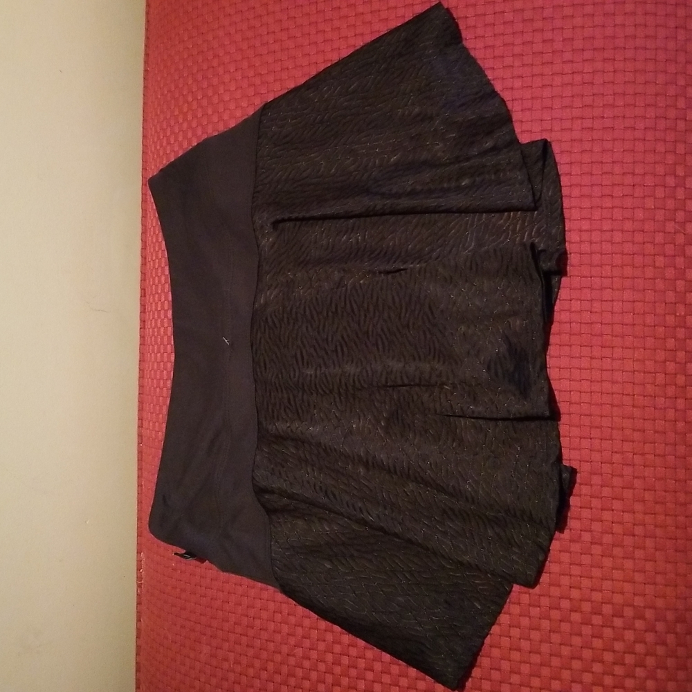 Medium Marika Tek Black Tennis Pickleball Skirt Skort with Sheer Mesh Overlay